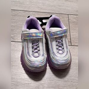 Justice Purple and Silver Sneakers with Wave Design